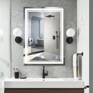 28"x 20" LED Bathroom Mirror Vanity Mirror, Anti-Fog, Dimmable, Color Temperature Adjustable 3000-6000K, Switch-held Memory Led Wall Mirror Suitable for Bathroom, Vanity (Vertical/Horizontal)