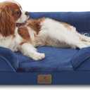 Bedfolks Orthopedic Dog Bed, Waterproof Dog Sofa Bed for Medium Dogs, Egg Foam Pet Couch Bed with Removable Washable Cover and Nonslip Bottom, Navy Blue (28.0"L x 23.0"W x 6.5"Th)