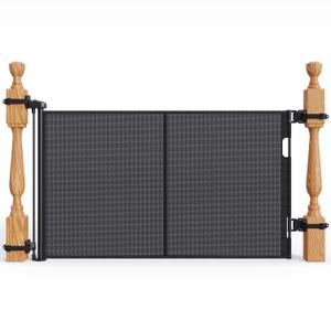 Upgraded Retractable Baby Gates for Stairs & Banister, Mesh Dog Gate Indoor, Extends to 55" Wide 33" Tall, Child Safety Gate for Stairway, Banister & Wall Mount (Black)