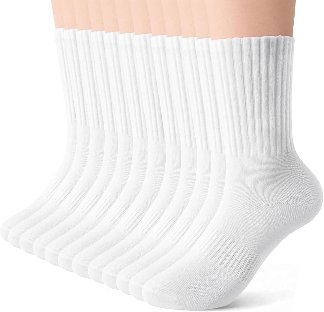 Crew Socks for Women & Men, 6 Pair Cute Cotton Casual Calf Socks Breathable Soft Above Ankle Socks, Size 5-10