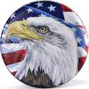 Spare Tire Cover, Wheel Cover with American Eagle US flag PVC Leather Waterproof Dust-proof Universal Fit for Jeep Trailer RV SUV Camper Vehicle (15 Inch)