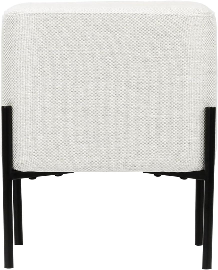 Get Set Style Pouf Ottoman Stool, Modern Vanity Stool Chair Upholstered Foot Rest Sofa Side Foot Stool Ottoman Seat for Living Room, Bedroom, Entry, Hallway, Office Off White, 14.6"D x 14.6"W x 17.3"H