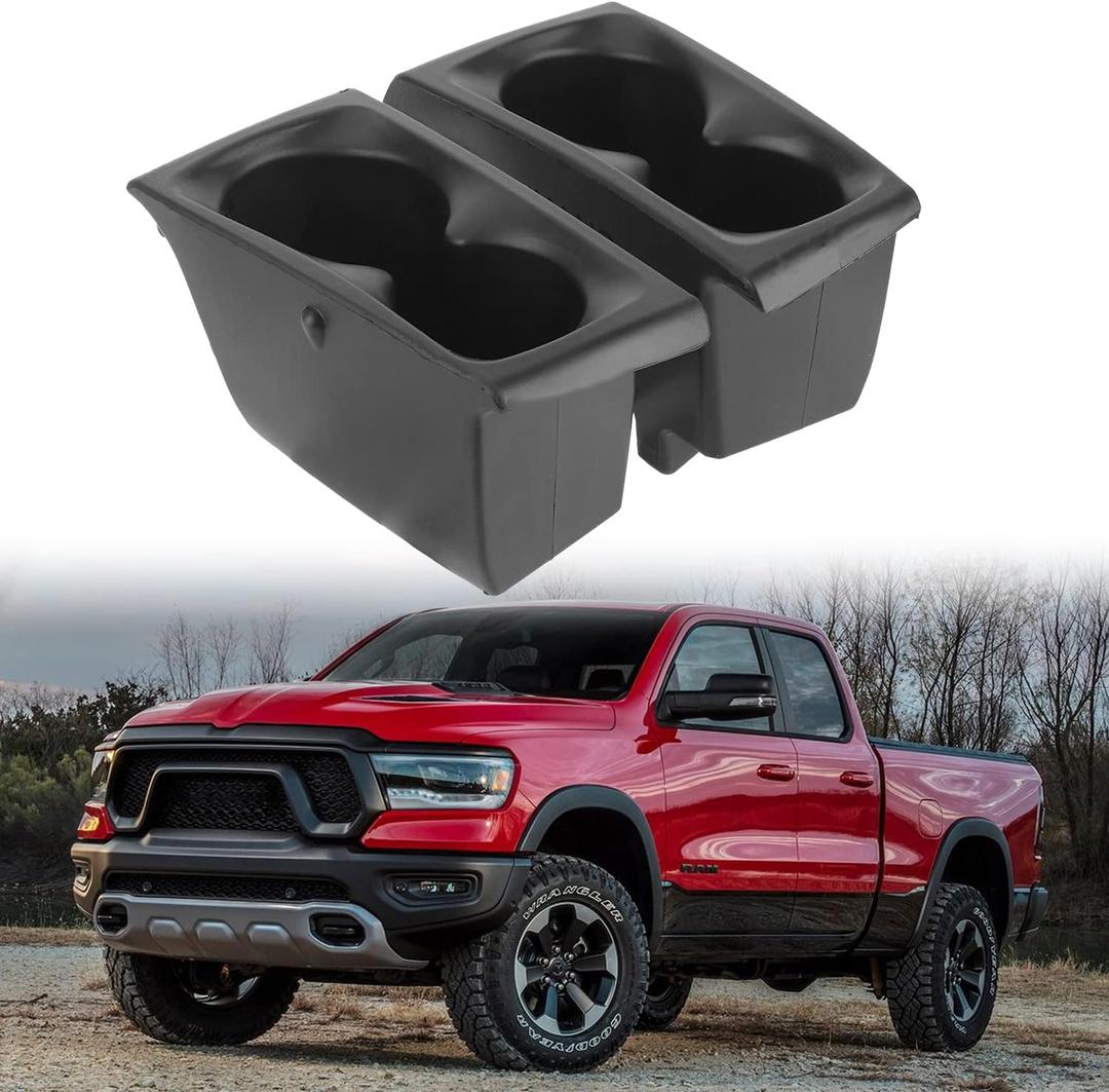 LINOAH Cup Holders Insert Compatible with 2019-2026 Ram 1500 Cup Holder, Replace #5YK46TX7AC 5YK47TX7AC, Door Cup Holders for Right and Left Pocket, Pack of 2