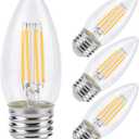 KINUR E26 Candelabra led Light Bulbs 4 Watt (40 Watt Equivalent) LED Chandelier Light Bulbs 2700K Warm White Decorative Candle Light Bulb Ceiling Fan Bulb Non-Dimmable Glows in thedark 4Pack