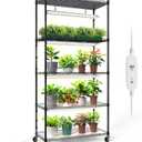 Bstrip Plant Shelf with Grow Light, 5-Tier Plant Stand with T8 24W Grow Light for Indoor Plants with Wheel, Grow Light Shelf with Timer for Indoor Plant, Seedling, Seed Starting, 29.5x13.8x59IN