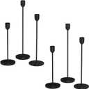 ChefBee 6PCS Black Tall Candle Candlestick Holder, Taper Pillar Candle Sticks Stand Holders Decor, Centerpiece Dining Table Wedding Festive Fireplace Mantle Vintage Room Decorations, Housewarming Gift