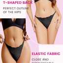 6 x G-String Thongs for Women Lace Thongs Black Thongs for Women Panties (S)