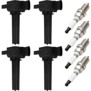 ECCPP UF526 4 ignition coils with 4 iridium Spark Plugs 5344 coils packs,for Saab 9-3X 2.0L 2010-2011,for Saab 9-3 2.0L 2003 2004 2005 2006 2007 2008 2009 2010 2011,UF526 C1430 H6T60271 (Standard)