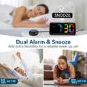 Netzu Loud Alarm Clock for Heavy Sleepers, Plug-in RGB Vibrating Alarm Clocks with Bed Shaker, 5 Dimmers, 2 Alarms and Snooze for Bedrooms Hearing Impaired Deaf Adults (Black)