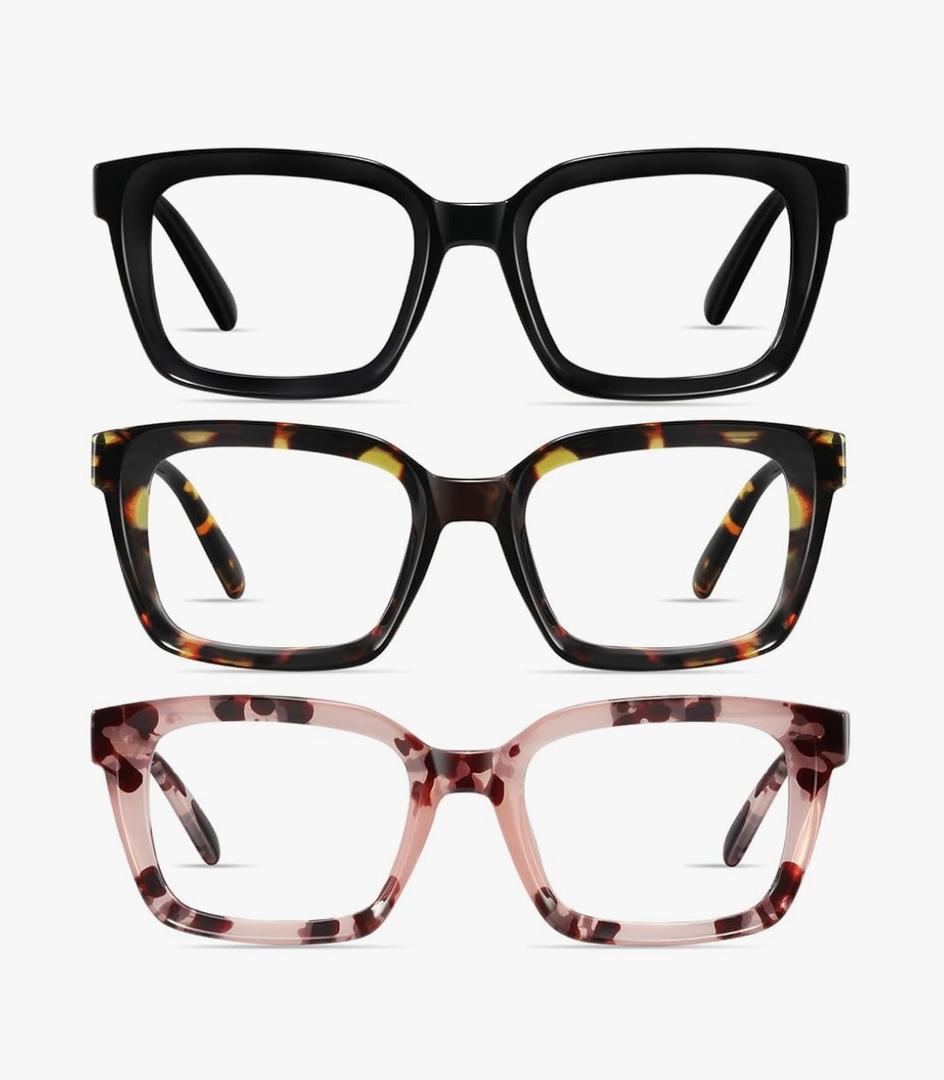 XVXV Reading Glasses for Women Men - Blue Light Blocking Readers Oversize Oprah Square Anti Glare/Eyestrain Spring Hinge