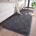 Chicrug Soft Runner Rugs for Bedroom Living Room Plush Fluffy Rugs 2x6 Feet, Shag Furry Area Rug Carpet Non Shedding for Nursery Children Kids Girls Room Home Decorative,Coal Grey