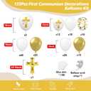 First Communion Balloons - White and Gold with God Bless Balloon Garland Arch Kit Different Size Balloons for First Holy Primera Communion Baptism Theme Party Decorations