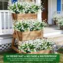 12 Bundles Artificial Flowers for Outdoors Summer Decor, Realistic UV Resistant Fake Plants Faux Plastic Flowers for Outside Planter Home Gardens Patio Porch Yards Spring Cemetery Decor(White)