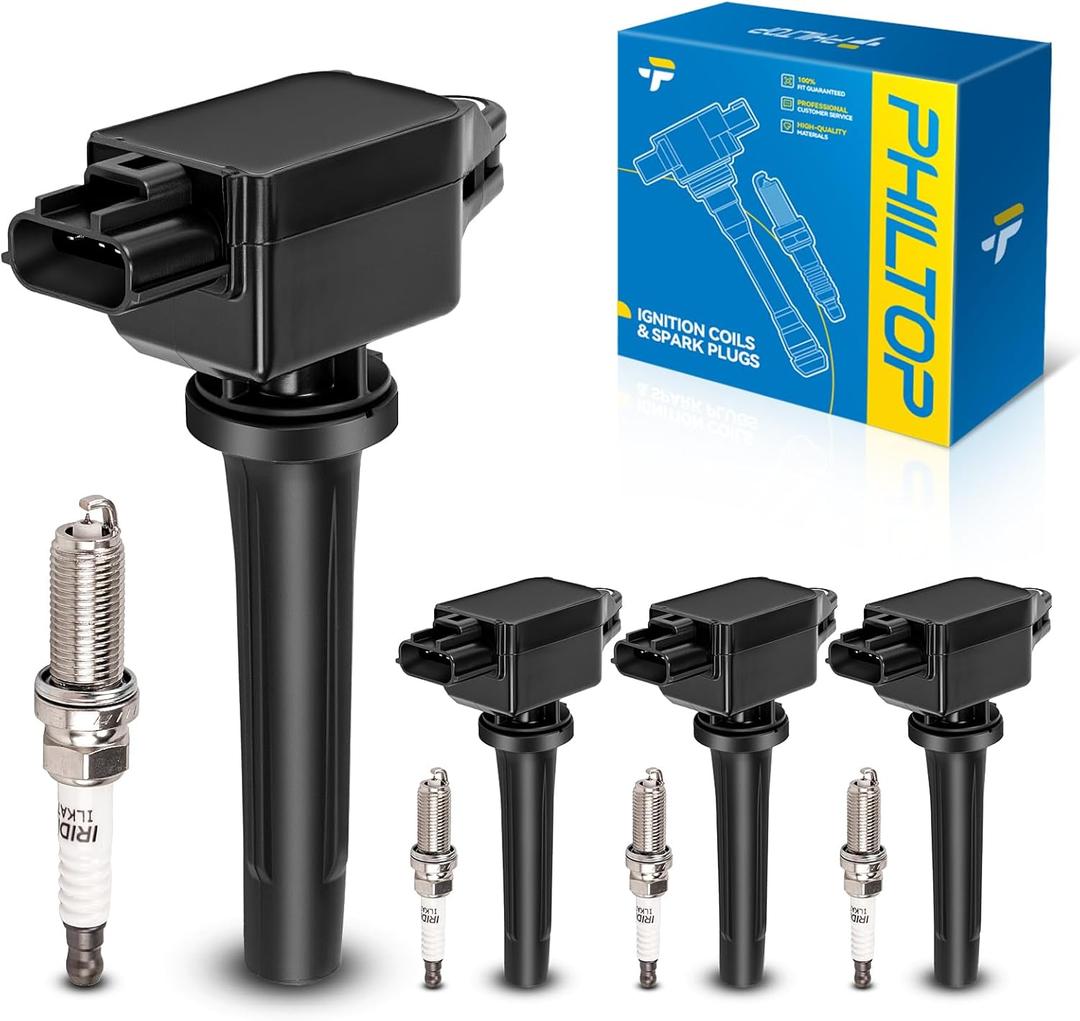 PHILTOP Ignition Coil Pack and Iridium Spark Plugs Fits for Toyota 2017-2018 Yaris iA, Scion 2016 iA, Toyota 2019 Yaris, 4PCS UF822