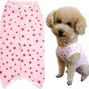 Dog’s Recovery Suit Post Surgery Shirt for Puppy, Wound Protective Clothes for Little Animals(Pink Stars-M)