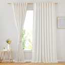 NICETOWN Linen Burlap Sliding Door Curtains 2 Panels Set, Rod Pocket & Back Tab Semi Sheer Privacy with Light Filtering Window Treatments for Bedroom/Living Room, Natural, W66 x L95, 2 Pieces