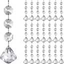 Jishi 30pk Crystal Diamond Ornaments for Christmas Tree Decorations, Hanging Clear Plastic Acrylic Diamonds for Wedding Anniversary Party Decoration Centerpieces Chandelier Prism Drop Pendant Supplies