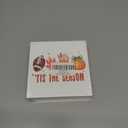 jyunsoeng Fall Decor - Fall Decorations for Home - Thanksgiving Decorations - Tis the Season Autumn Harvest Pumpkin Wooden Sign Home Living Room Kitchen Desk Shelf Table Decor - 5 x 5 Inches