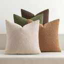 MIULEE Pack of 4 Decorative Textured Boucle Throw Pillow Covers 18x18 Inch Green Brown Accent Solid Pillow Cases Soft Couch Cushion Covers Modern Farmhouse Boho Chair Sofa Bed Livingroom Home Decor