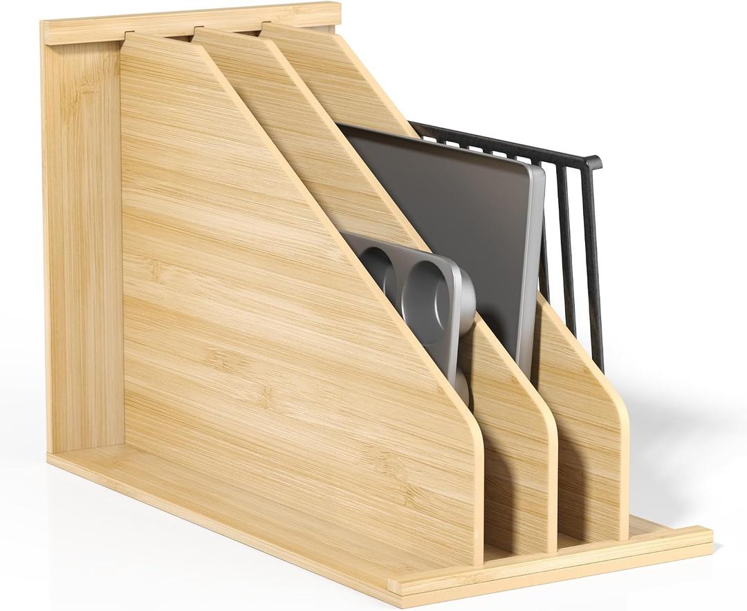 tonchean Wood Tray Dividers for Cabinet with 3 Sections, 22.5"D x 11.8"W x 15.4"H