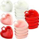 12 Pcs Heart Shaped Ramekin Creme Brulee Ramekins Oven Safe 3.5 Inch Heart Shaped Dishe Small Baking Ceramic Bowls for Souffle Snacks Quiche Appetizers Sauces, 3 Colors