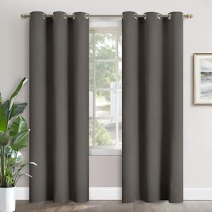YoungsTex Grey Blackout Curtains for Bedroom 84 Inches Long - Thermal Insulated with Grommet Room Darkening Window Drapes for Living Room, 2 Panels, 42 x 84 Inch