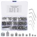 400 Pcs Set Screw Assortment Kit, Hex Allen Head Socket Cup Point Screws Set, Metric M3/M4/M5/M6/M8 Internal Hex Drive Grub Set Screws for Door Handles, Bathroom Fixture, with Hex Wrenches