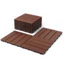 Composite Interlocking Deck Tiles Outdoor, 12"x12" Waterproof Decking Tiles Outdoor, Wood Grain Outdoor Deck Tiles for Patio Balcony Poolside, Waterproof Decking Tiles, 8 Pack, Light Coffee Color