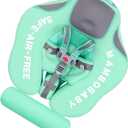 Non-Inflatable Float Infant Lying Swimming Ring Pool Swim Trainer with Tail Float for 3-24 Months (Green)