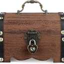 BESPORTBLE Piggy Bank: Vintage Wood Treasure Chest - Rustic Wooden Piggy Bank Treasure Chest with Lock Key for Wedding Home Decor, 5.65 * 4inch
