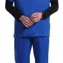 Uniforms World Elvis Scrubs Set for Men  Classic V-Neck Stretch Top & Straight Pants, Elastic Waistband, 7 Pockets (Large, Royal Blue)