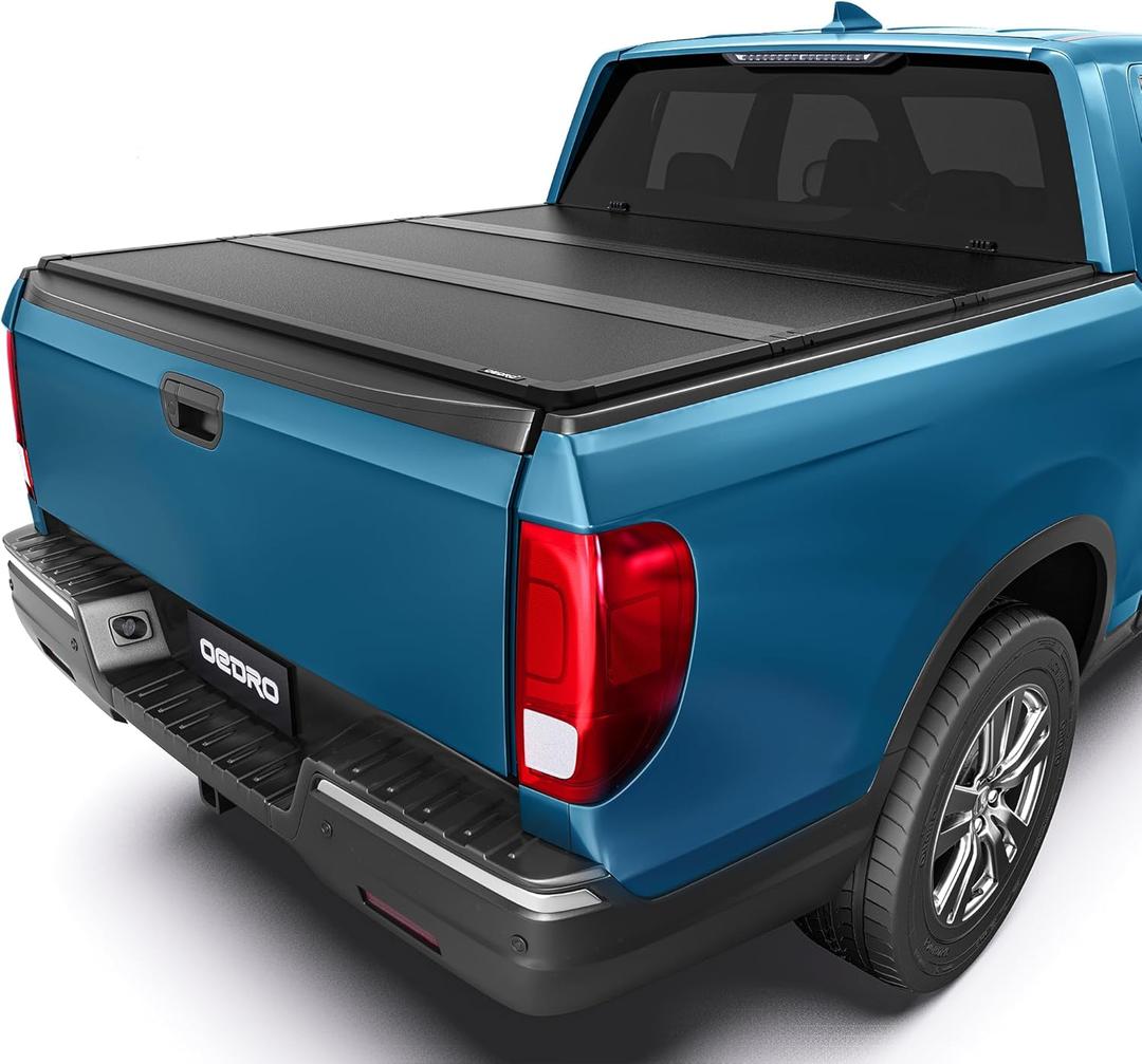 OEDRO FRP Hard Tri-fold Tonneau Cover Fold Truck Bed Covers Fit for 2017-2026 Honda Ridgeline with 5 Feet Bed