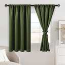 Thick 
Olive Green
 Curtain with Stripes, 33x43 inch