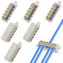 Linkstyle 6PCS 10 AWG Wire Connector Nut Kit, 60A 16-10 Gauge Screw-Fixed Type Quick Wiring Splicing Compact Brass Terminal Butt Connectors, Waterproof Wire Splice (1 in 4 Out)