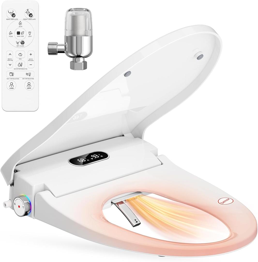 Rainsworth Smart Bidet Seat with Remote Control for Elongated Toilets