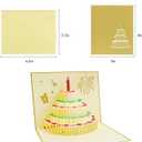 2 x CANREVEL 3D Pop Up Birthday Cards,Warming LED Light Birthday Cake Music Happy Birthday Card Postcards Greeting Cards for Mom,Wife,Sister,Boy,Girl,Friends - Gold