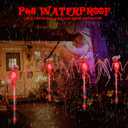 2PCS of Set Solar Garden Lights Outdoor for Halloween Decorations,3D RED Scary Bat Realistic Skeleton Decor for Halloween Party Decor,Solar Bats Path Lights for Lawn/Porch/Creepy Grave Dcor