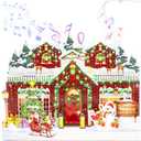 Christmas Card with Lights and Music,3D Pop Up Christmas Gift Greeting Card with Envelopes,Plays 3 Melody with Matching Flashing Lights