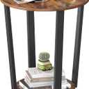 VASAGLE Round Side End Table, 2-Tier Accent Bedside Table with Storage Shelf, Easy Assembly, Nightstand for Small Spaces, Living Room, Bedroom, Rustic Brown and Ink Black ULET57X, 19.7"dia. X 22.4"h