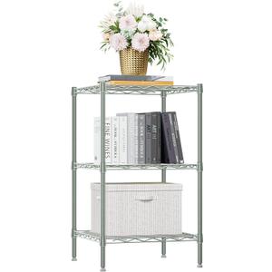 750 lbs 3-Shelf Storage Shelves Wire Shelving Unit Standing Metal Rack for Small Places Narrow Wire Rack for Bathroom, Green 13.8 D x 13.8" W x 25.5" H, Green