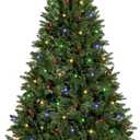 6 FT Pre-Lit Artificial Christmas Tree with 250 Warm White & Multi Lights - 1000 Branch Tips Hinged Spruce for Indoor Outdoor Home Christmas Decorations