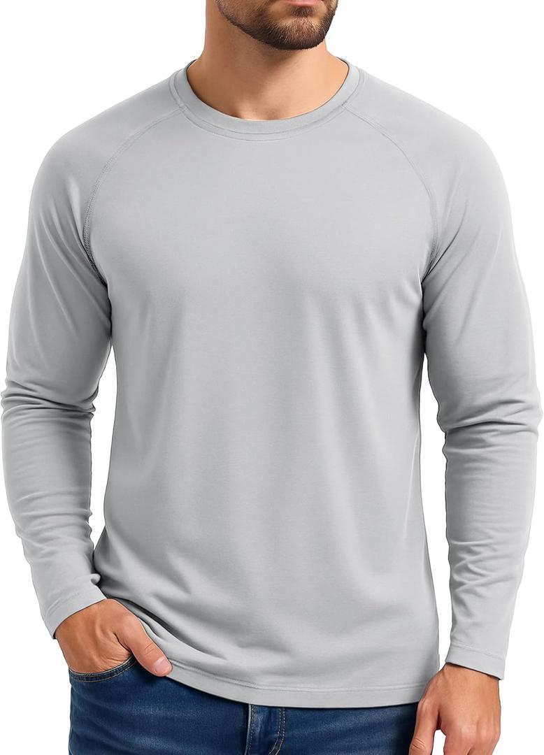 Boladeci Men's Thermal Underwear Tops Fleece Lined Base Layer Long Sleeve Shirts for Cold Weather (X-Large, Light Gray)