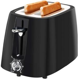 2 Slice Toaster Bagel Bread Wide Slot Toasters with 6 Browning Setting and Cancel Function, Bagel, Bread, Puff Pastry, Snacks and Small Bake, Black