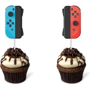 Video Game Cupcake Toppers 24PCS, Switch Game Controller Theme Cupcake Decorations, Birthday Cake Decorations Picks for Boys Gaming Themed Birthday Party