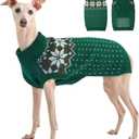 Kuoser Dog Christmas Sweater, Soft Warm Xmas Sweaters for Small Medium Large Dogs Boy Girl, Comfortable Dog Sweater with Leash Hole Snowflake Puppy Knit Outfit for Holiday Winter Fall, Green XL