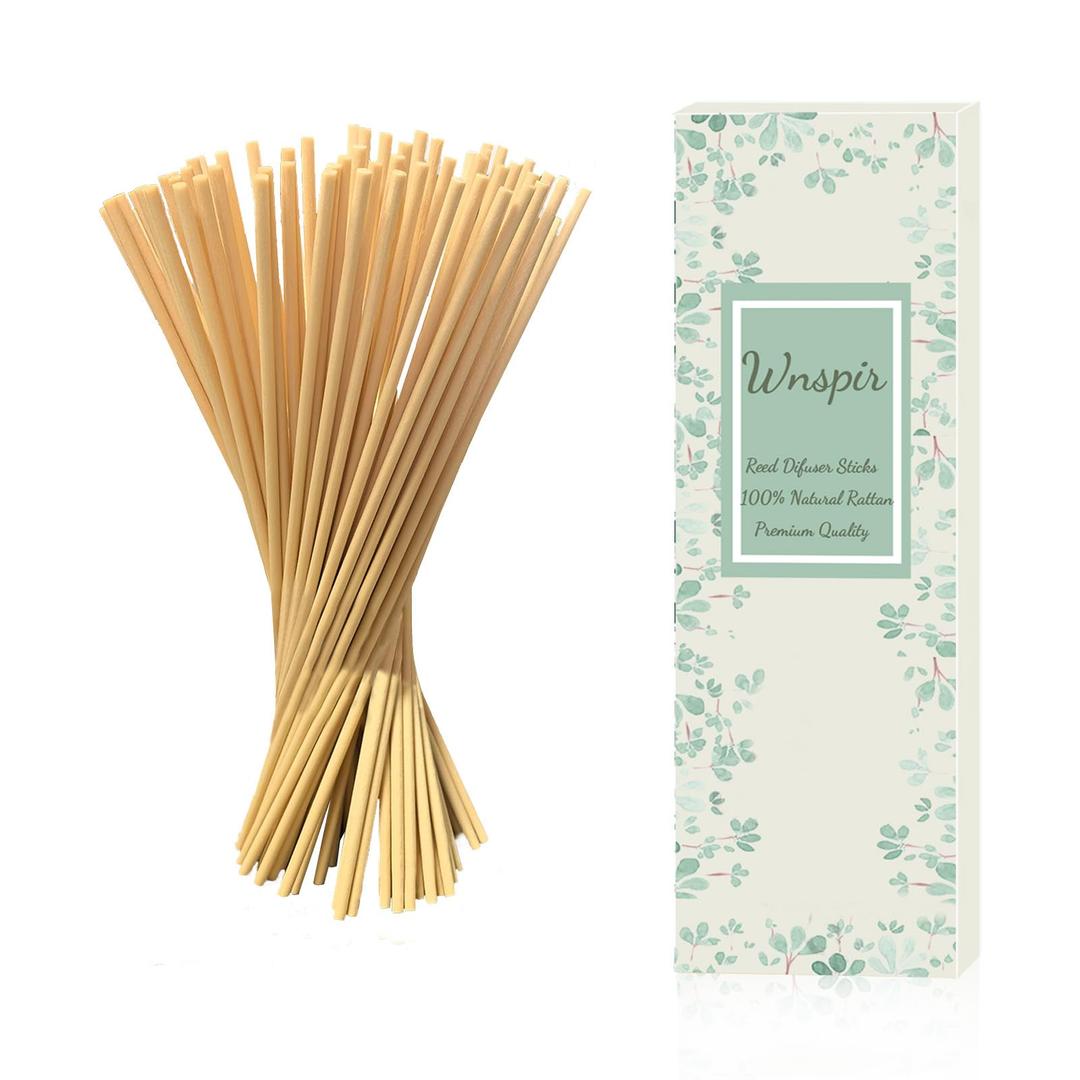 Wnspir 100PCS Reed Diffuser Sticks, Natural Rattan Wood Sticks Essential Oil Aroma Diffuser Sticks Refill Replacement for Aroma Fragranc(Primary Color 9inch*3.5mm)