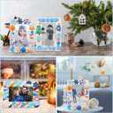 Gerrii 12 Sets Winter Picture Frames Craft DIY Wooden Photo Frame Painting Craft Kit 5 x 7 Inches with Stand Snowflake Sticker Painting Tool Set for Winter Party Favor Home Activity
