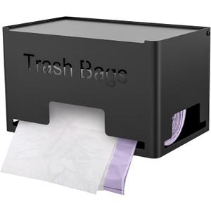 STWWO Extra Large Trash Bag Holder Dispenser, Metal Garbage Bag Dispenser Roll Holder,Trash Storage Organizer for Kitchen Laundry Room Under Sink, Wall Mounted or Freestanding, Black (1 Pack-XL (10.6"6.5"6.7"))
