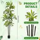 Giegxin 2 Pack 6 FT Artificial Dracaena Tree, Indoor Fake Tree with Black Stable Planter, Natural Wood Trunk & Lifelike Leaves Dracaena Plants for Home Living Room Porch Office Housewarming Gift