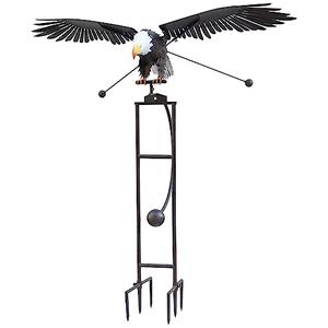 Red Carpet Studios Garden Stake Yard Art Metal and Glass Balance Rocker with 6-Prong Stake, Jumbo 6.16 Feet Tall, Flying Eagle